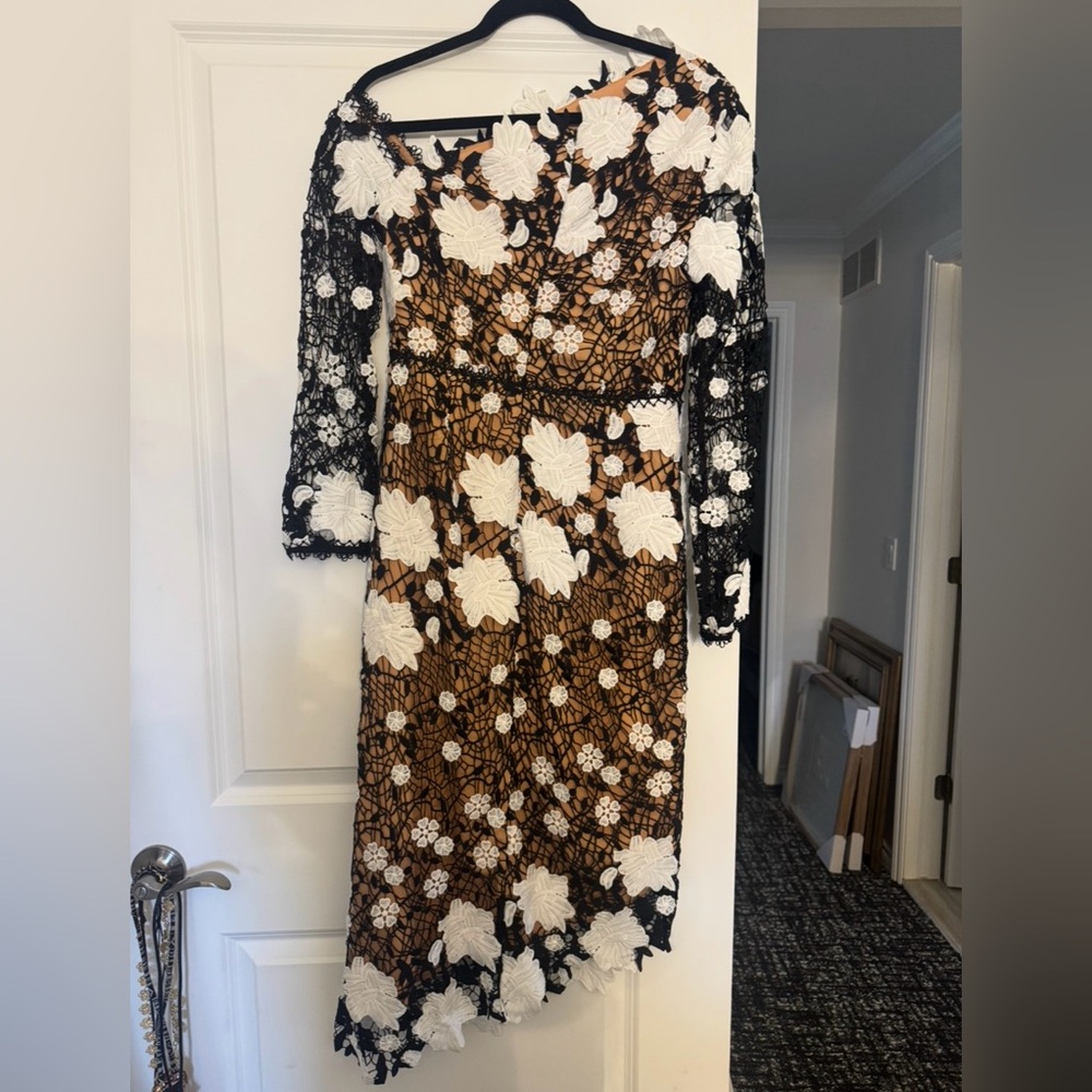 Elliatt Black and White Floral Lace Dress